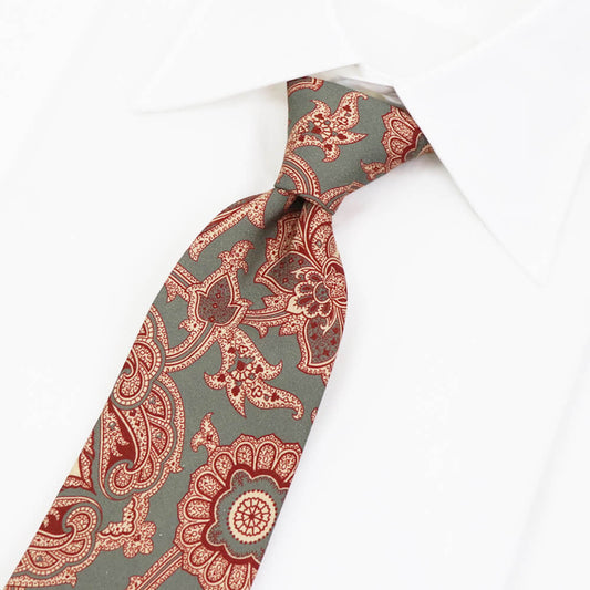 ROBERT FRASER（ロバートフレイザー）ハンドメイド ペイズリー柄 ネクタイ【グレー】国内正規品