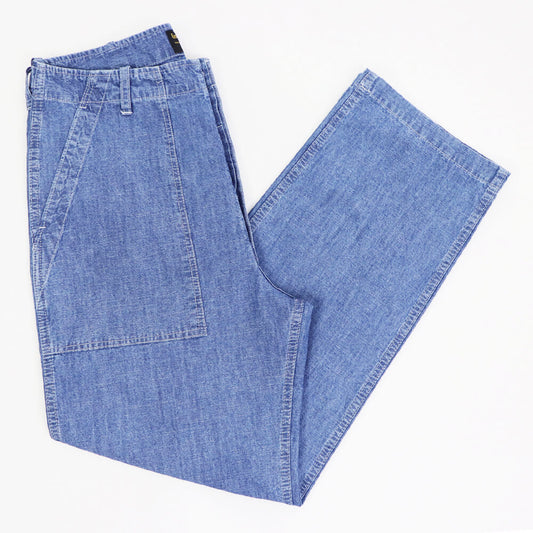 East Harbour Surplus（イースト ハーバー サープラス）ウォッシュド シャンブレー ファティーグ パンツ 【インディゴブルー】国内正規品