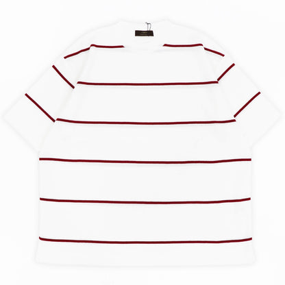 Vandori（ヴァンドリ）ワイドピッチボーダー オーバーサイズ Tシャツ【ホワイト×スカーレット】国内正規品 (コピー)