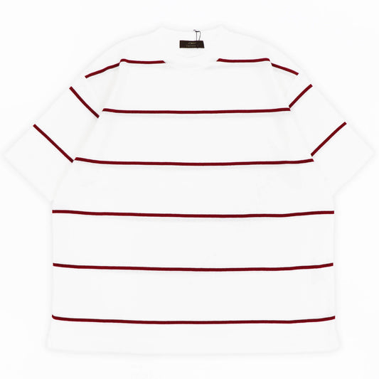 Vandori（ヴァンドリ）ワイドピッチボーダー オーバーサイズ Tシャツ【ホワイト×スカーレット】国内正規品 (コピー)