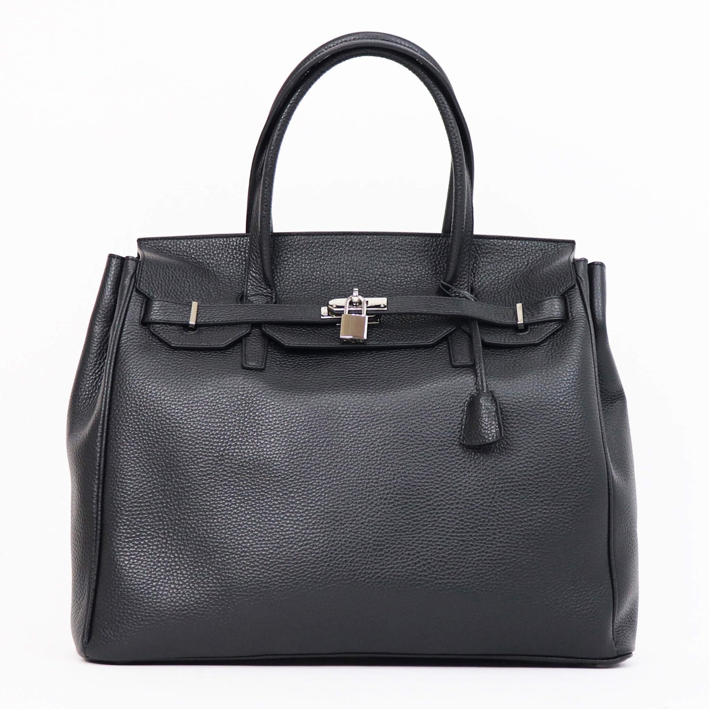 CAVALLERESCO（カヴァレレスコ）シュリンクレザー 被せ付き ボストンバッグ【ブラック×シルバー】国内正規品