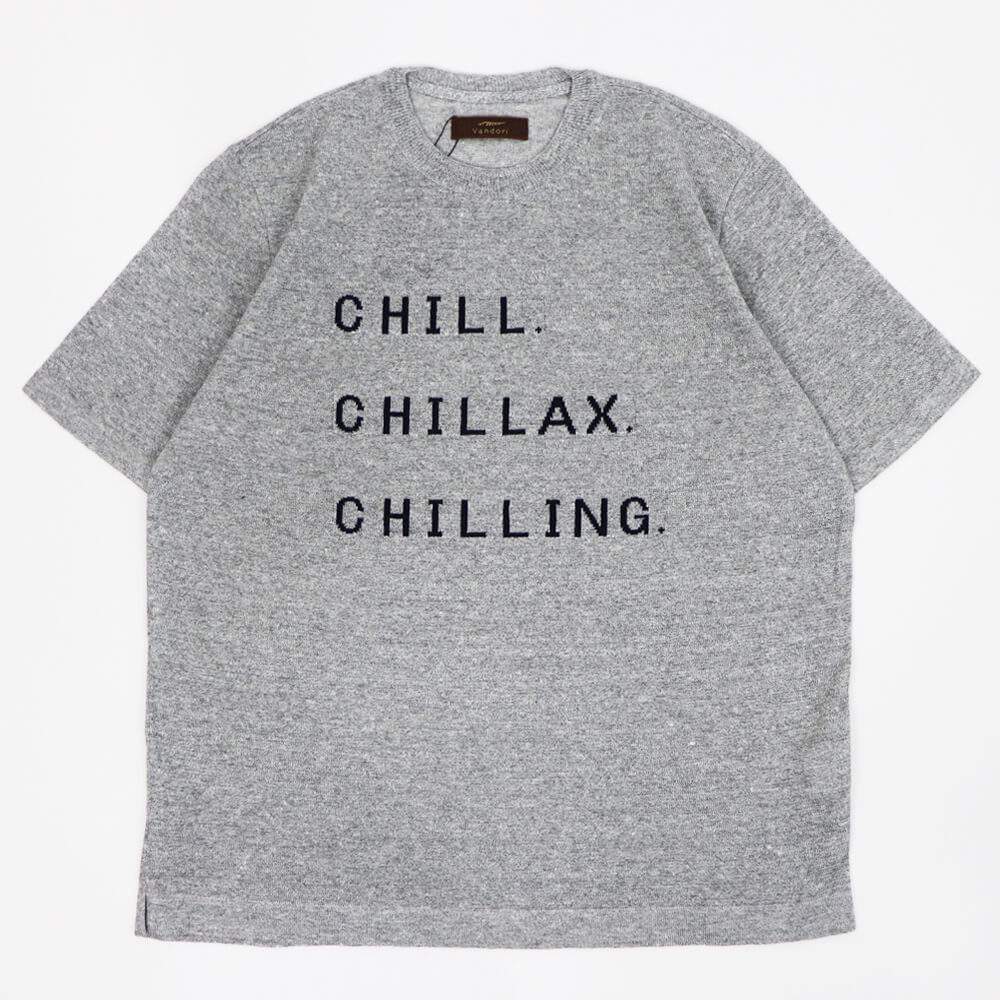 Vandori（ヴァンドリ）リネンコットン レタード Tシャツ【グレー×ネイビー】国内正規品