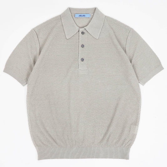 Blu Bre（ブルブレ）リネンシルク ポロシャツ【シルバー】国内正規品