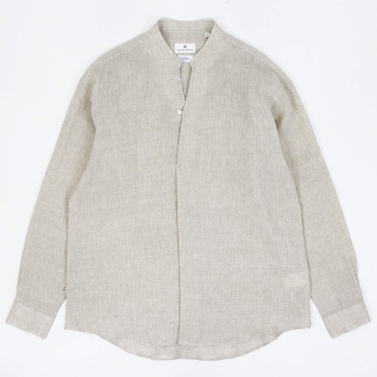 COLONY CLOTHING（コロニークロージング）ALBINI LINEN POOL SIDE SHIRT アルビニ リネン バンドカラー シャツ【ベージュ】国内正規品
