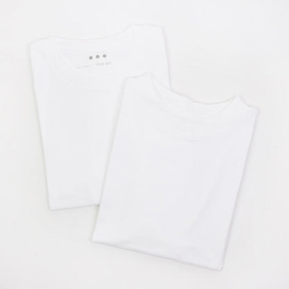 three dots（スリードッツ）2PACK TEE クルーネック ＆ モックネック コットン 2パック Tシャツ【ホワイト】国内正規品