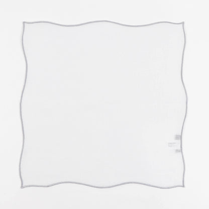 MUNGAI（ムンガイ）ポケットチーフ リネン100% 【ホワイト×グレー】国内正規品