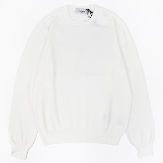 GRAN SASSO（グランサッソ）12ゲージ コットンクルーネックニット ロングスリーブ 長袖【ホワイト】国内正規品