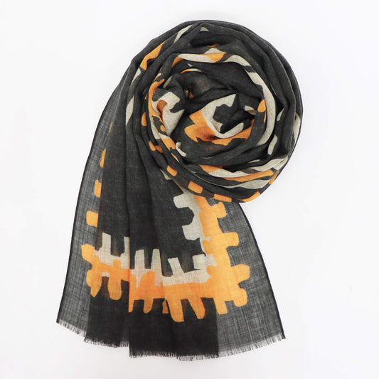 GIERRE MILANO（ジエレ ミラノ）ウールストール【チャコールグレー×オレンジ】国内正規品