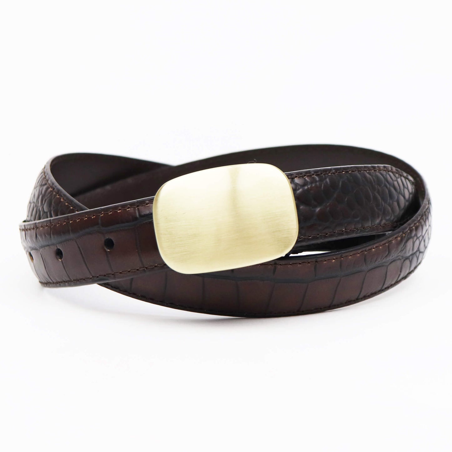 Anderson's（アンダーソンズ）スクエアー真鍮スライドバックル ベルト【ブラウン】国内正規品