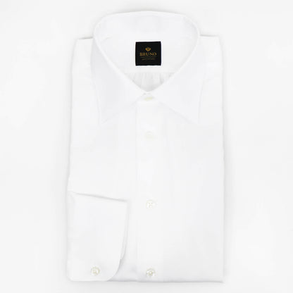 BRUNO（ブルーノ）ORIGINAL SHIRT PREMIUM セミワイドカラー ブロード ドレス シャツ【ホワイト】