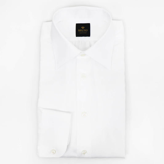 BRUNO（ブルーノ）ORIGINAL SHIRT PREMIUM セミワイドカラー ブロード ドレス シャツ【ホワイト】