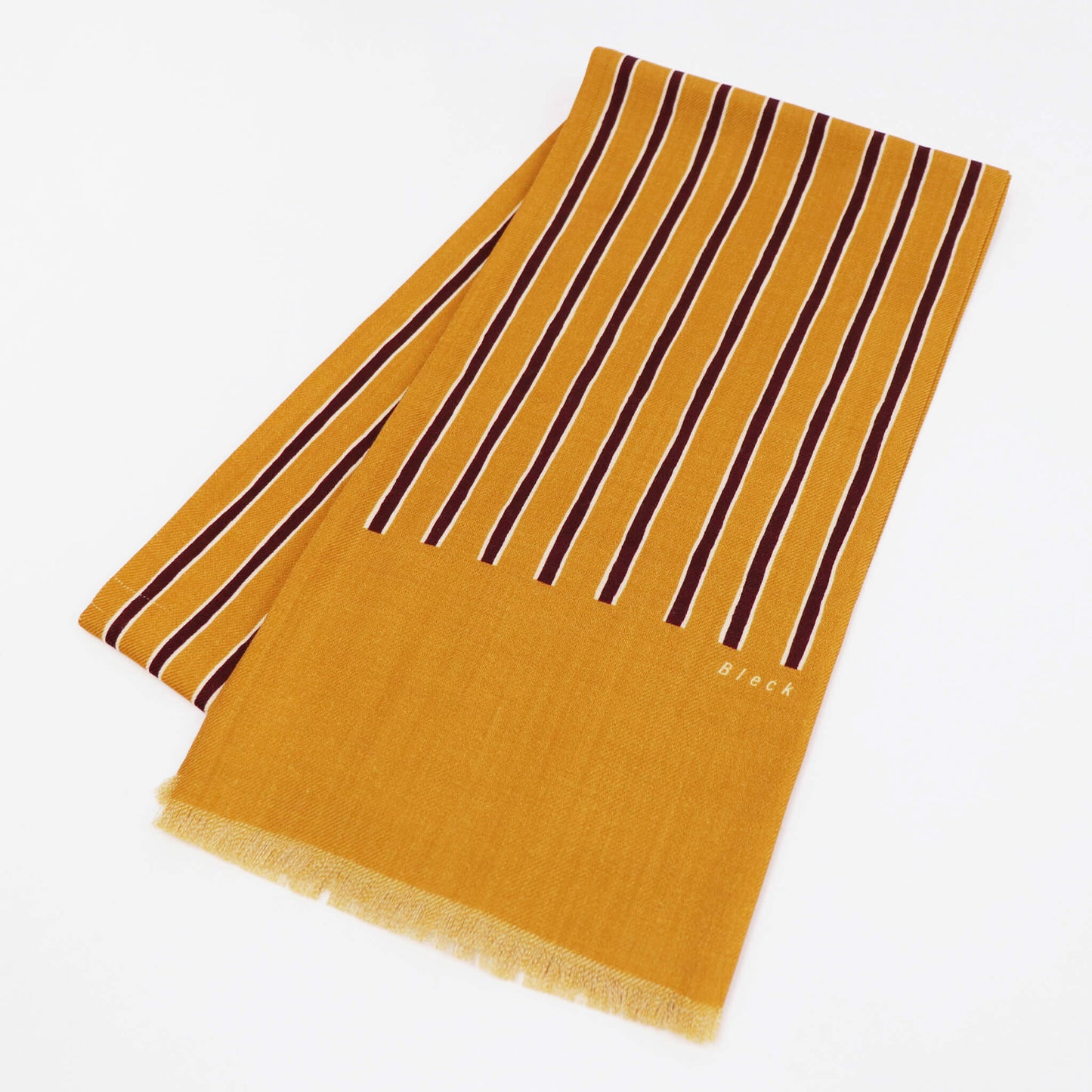 Bleck（ブレック）ストライプ柄 ウール100% ストール【マスタード】国内正規品