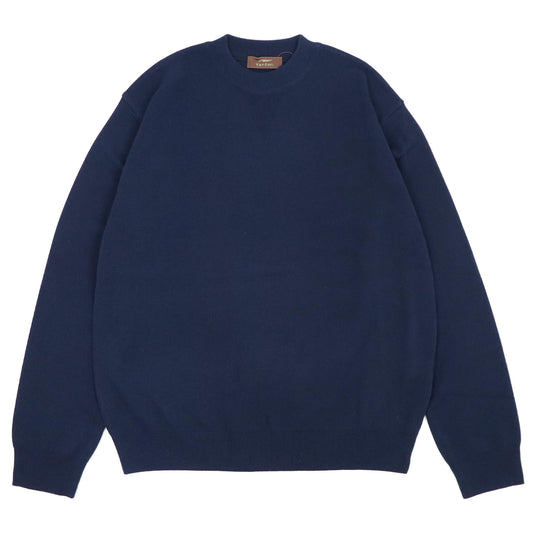 Vandori（ヴァンドリ）コットン100% ガゼット クルーネックロングスリーブ ニット【ネイビー】国内正規品
