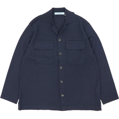 Blu Bre（ブルブレ）ドライタッチウール オーバーシャツ【ネイビー】国内正規品