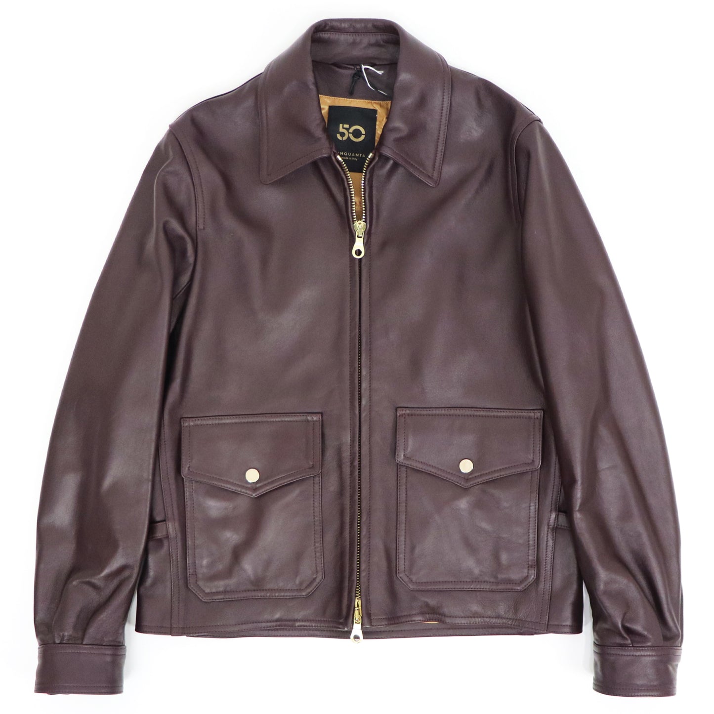 CINQUANTA（チンクワンタ）G8 Type FLIGHTBLOUSON レザージャケット ゴールドジップ【バーガンディー】国内正規品