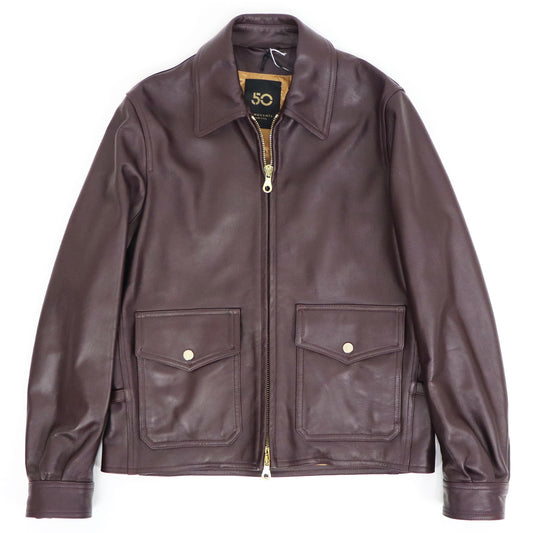 CINQUANTA（チンクワンタ）G8 Type FLIGHTBLOUSON レザージャケット ゴールドジップ【バーガンディー】国内正規品