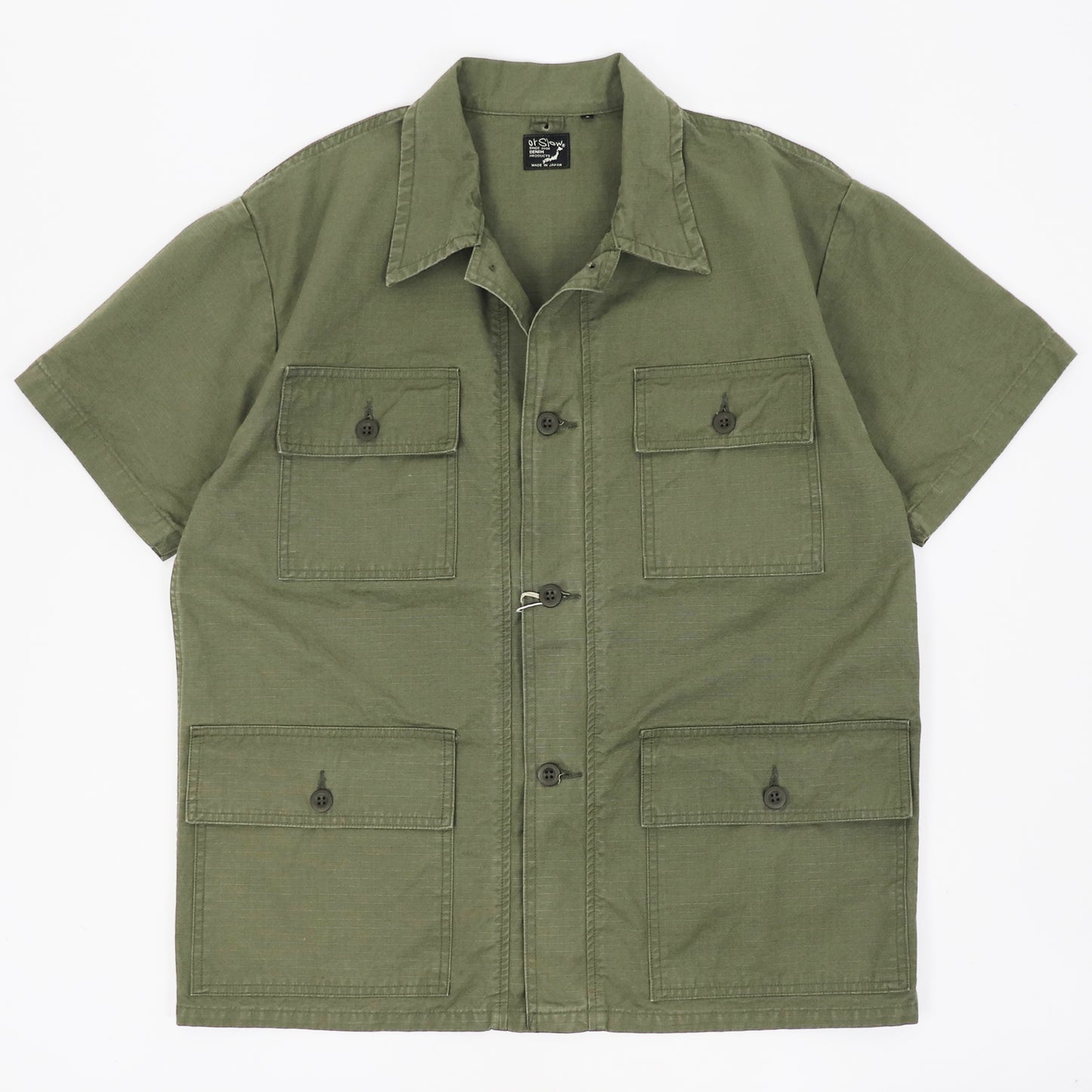 orSlow（オアスロウ）Utility Short Sleeve Work Shirt Jacket【アーミーグリーン】国内正規品