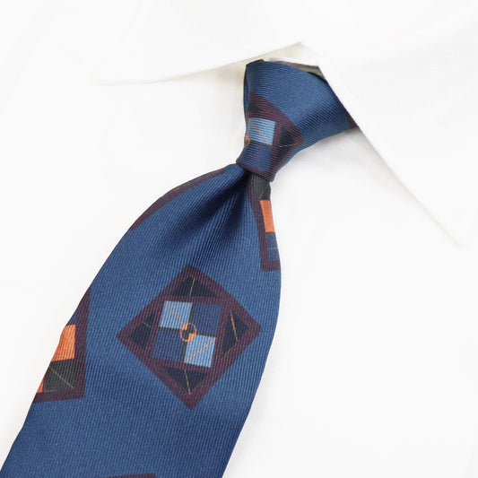 Spacca Neapolis（スパッカ ネアポリス）トレピエゲ 三つ折り シルク タイ【ブルー】国内正規品