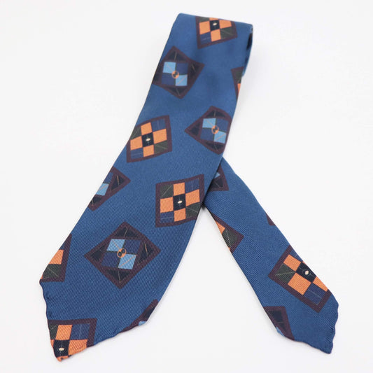 Spacca Neapolis（スパッカ ネアポリス）トレピエゲ 三つ折り シルク タイ【ブルー】国内正規品