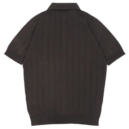 FILIPPO DE LAURENTIIS（フィリッポ デ ローレンティス）クレープコットン リブニット ポロシャツ【ブラウン】国内正規品