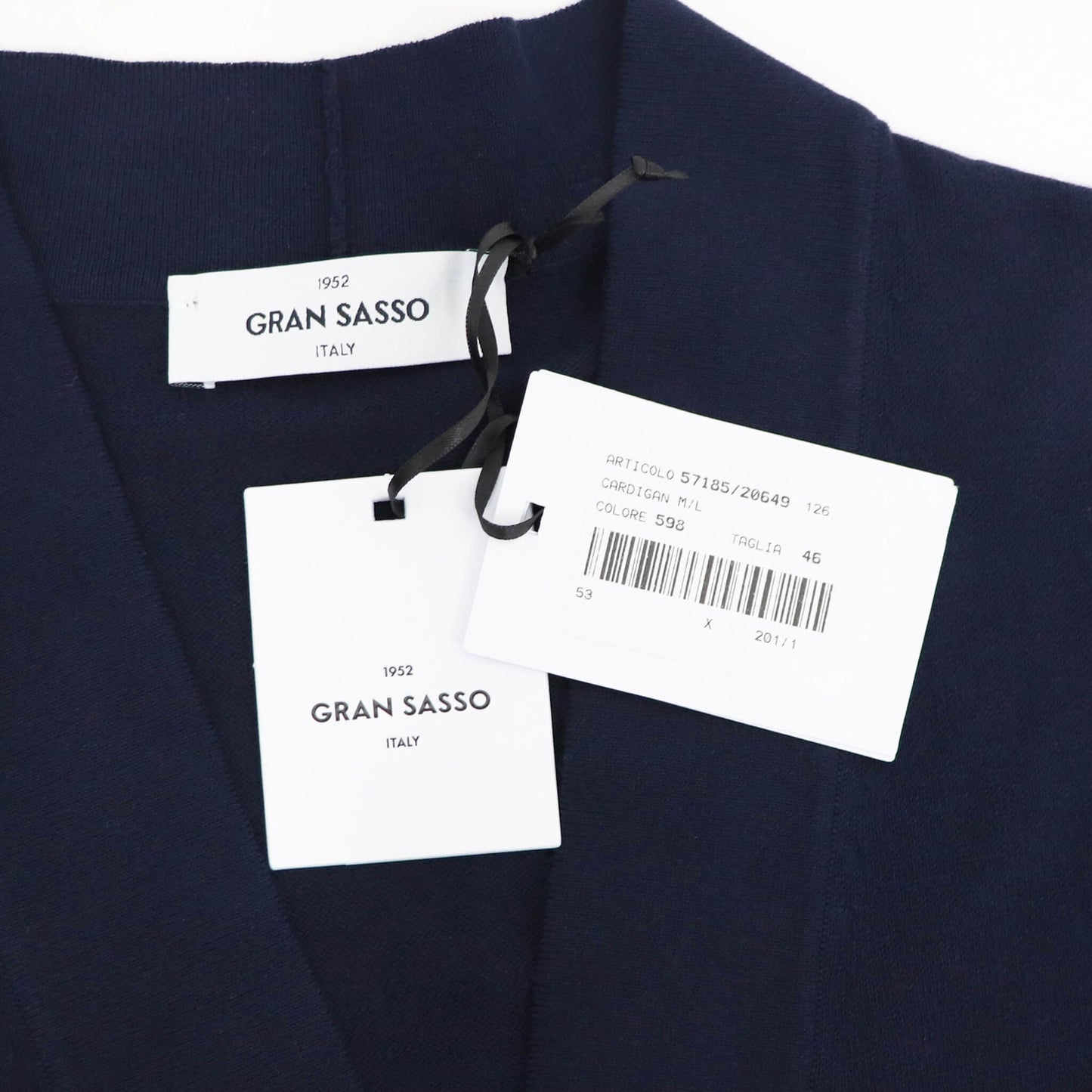 GRAN SASSO（グランサッソ）ボタンレスカーディガン コットン【ネイビー】国内正規品