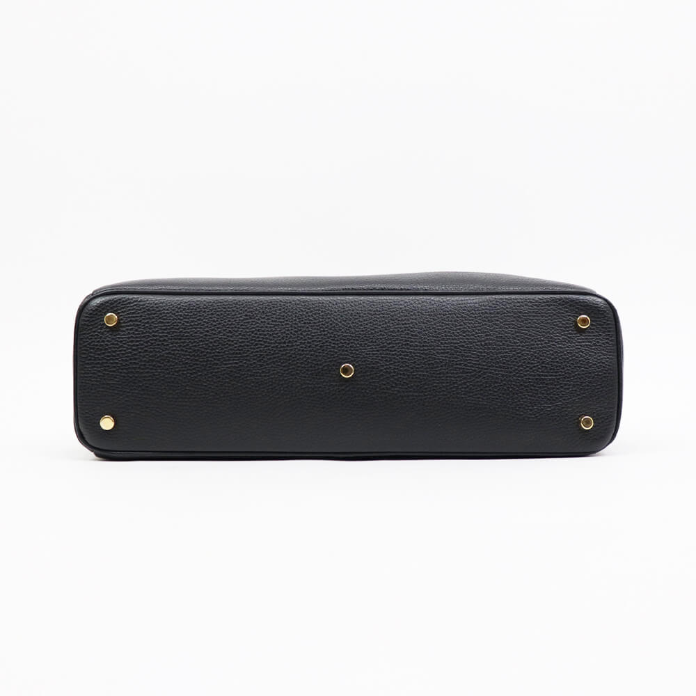 CAVALLERESCO（カヴァレレスコ）シュリンクレザー 被せ付き ボストンバッグ【ブラック×ゴールド】国内正規品