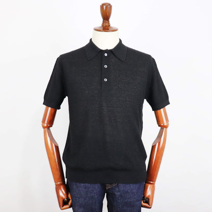 Blu Bre（ブルブレ）リネンシルク ポロシャツ【ブラック】国内正規品