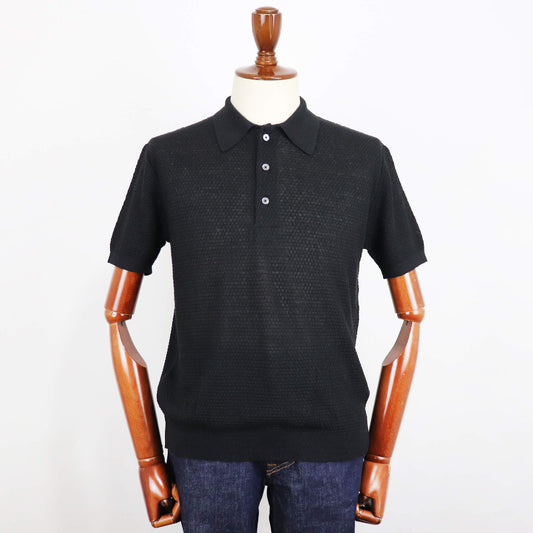 Blu Bre（ブルブレ）リネンシルク ポロシャツ【ブラック】国内正規品