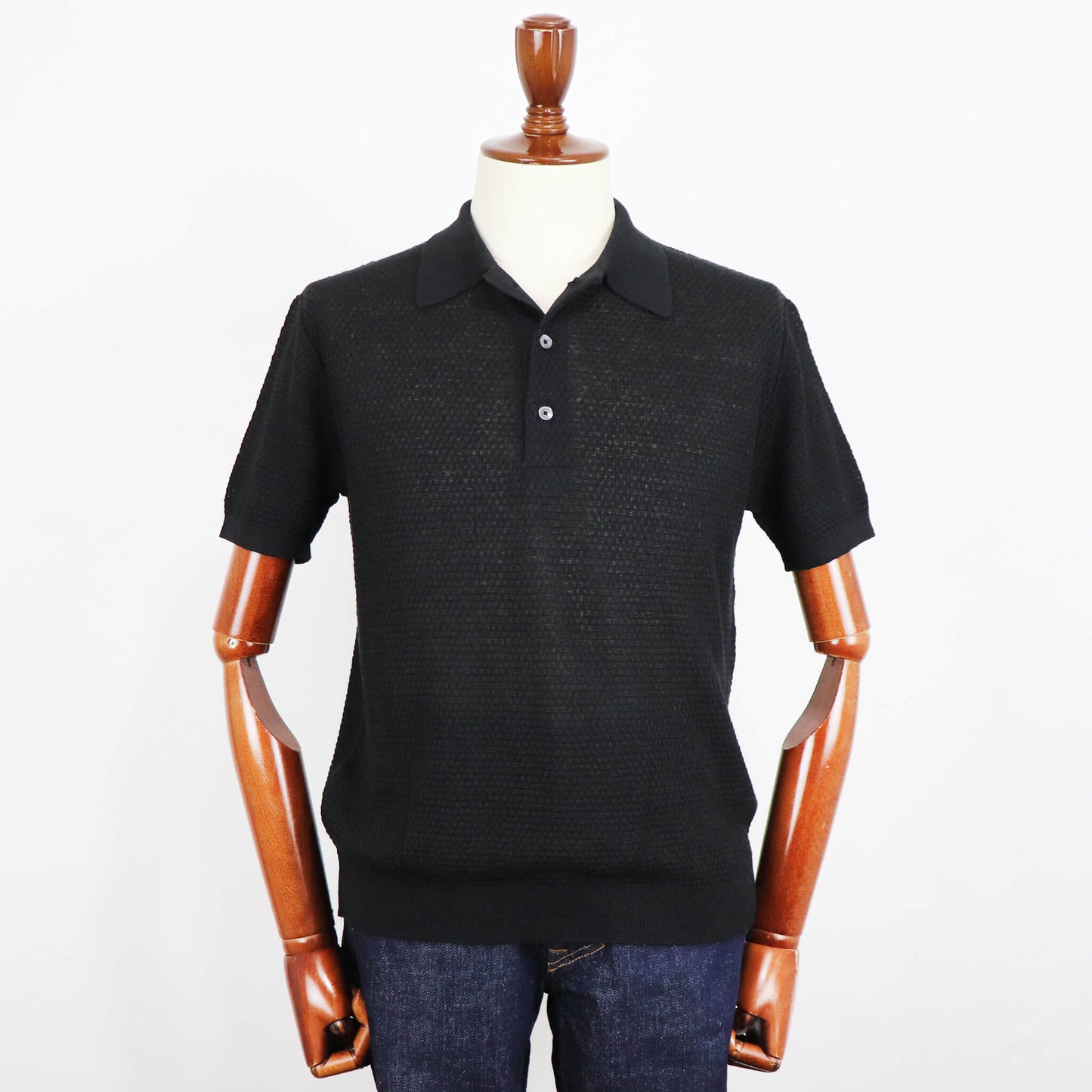 Blu Bre（ブルブレ）リネンシルク ポロシャツ【ブラック】国内正規品