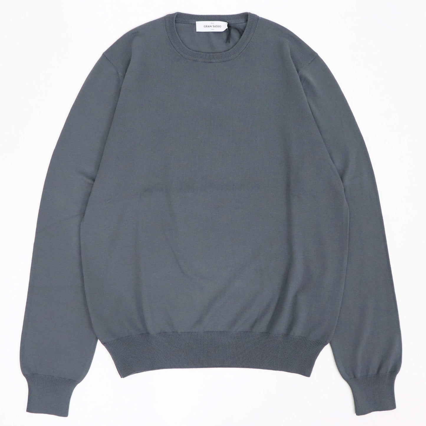 GRAN SASSO（グランサッソ）12ゲージ コットンクルーネックニット ロングスリーブ 長袖【スチールグレー】国内正規品