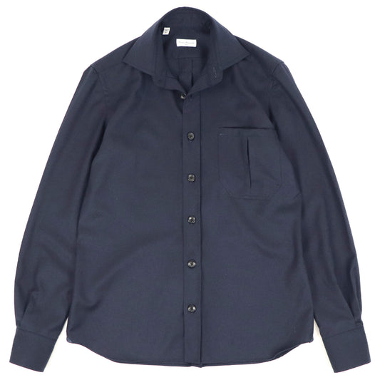 Errico Formicola（エリコ フォルミコラ）ウールカシミヤストレッチ ジャンニシャツ【ネイビー】国内正規品