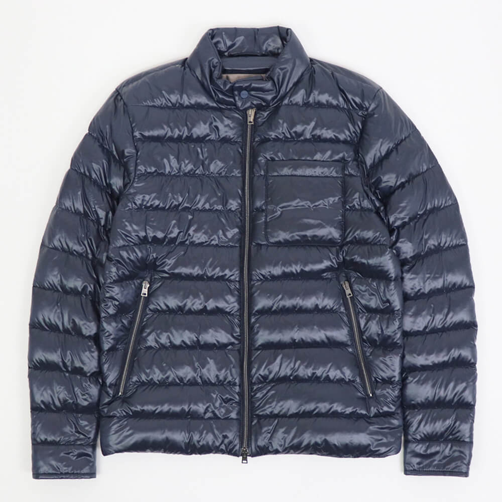 HERNO（ヘルノ）Resort ライダース ナイロン ウルトラライト ダウンブルゾン【ネイビー】国内正規品