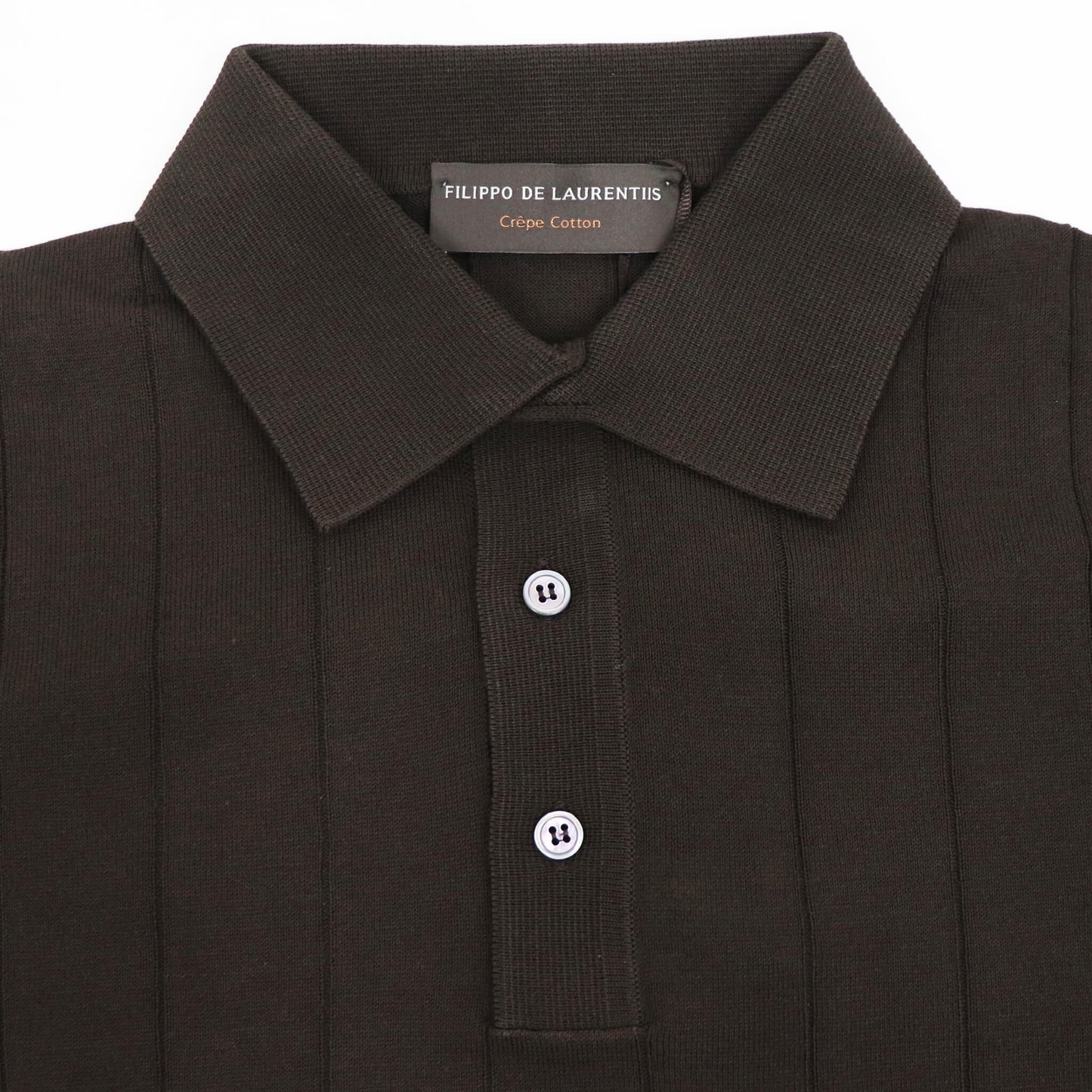 FILIPPO DE LAURENTIIS（フィリッポ デ ローレンティス）クレープコットン リブニット ポロシャツ【ブラウン】国内正規品