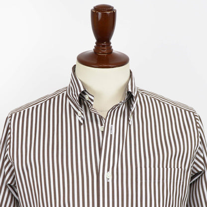 Giotto（ジオット）ストライプ ボタンダウン シャツ【ブラウン】国内正規品