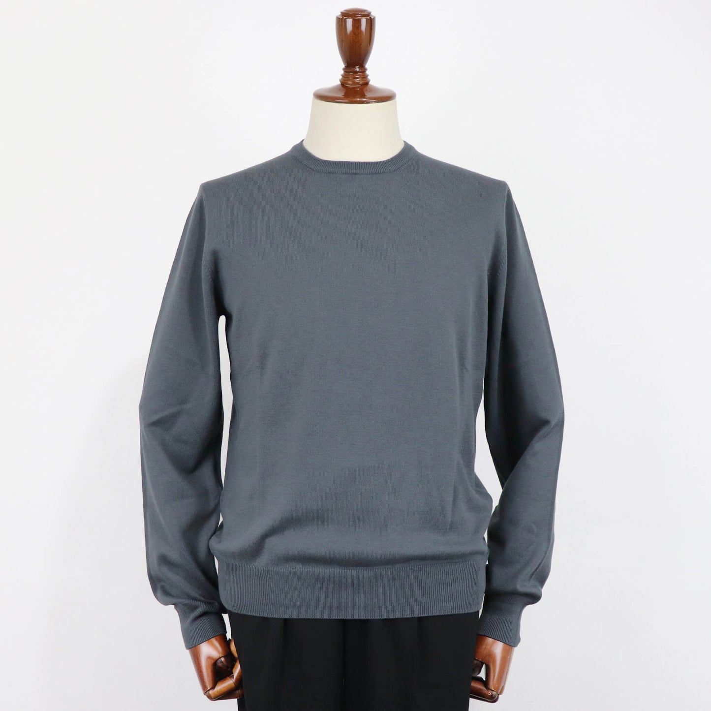 GRAN SASSO（グランサッソ）12ゲージ コットンクルーネックニット ロングスリーブ 長袖【スチールグレー】国内正規品