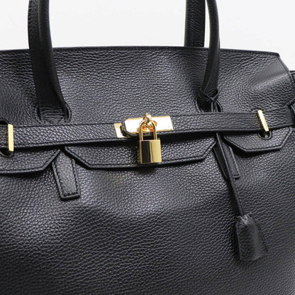 CAVALLERESCO（カヴァレレスコ）シュリンクレザー 被せ付き ボストンバッグ【ブラック×ゴールド】国内正規品