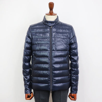 HERNO（ヘルノ）Resort ライダース ナイロン ウルトラライト ダウンブルゾン【ネイビー】国内正規品