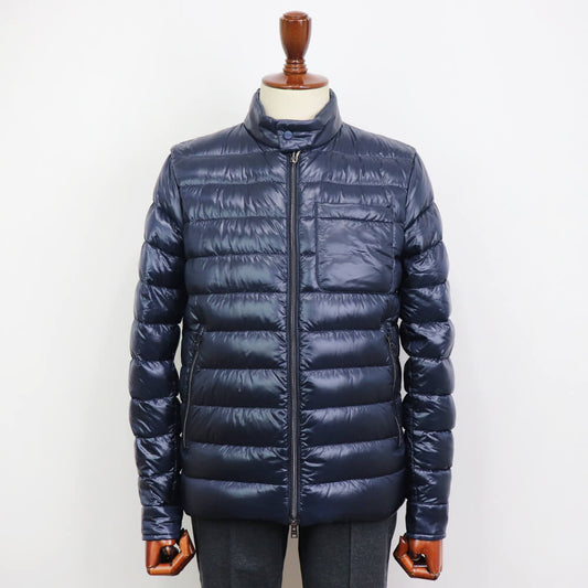 HERNO（ヘルノ）Resort ライダース ナイロン ウルトラライト ダウンブルゾン【ネイビー】国内正規品