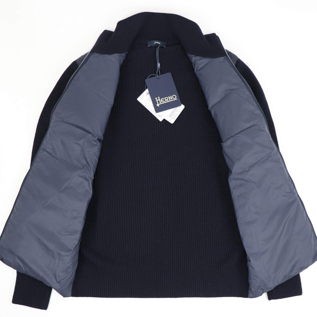 HERNO（ヘルノ）ダウンニットコンビブルゾン【ネイビー】国内正規品