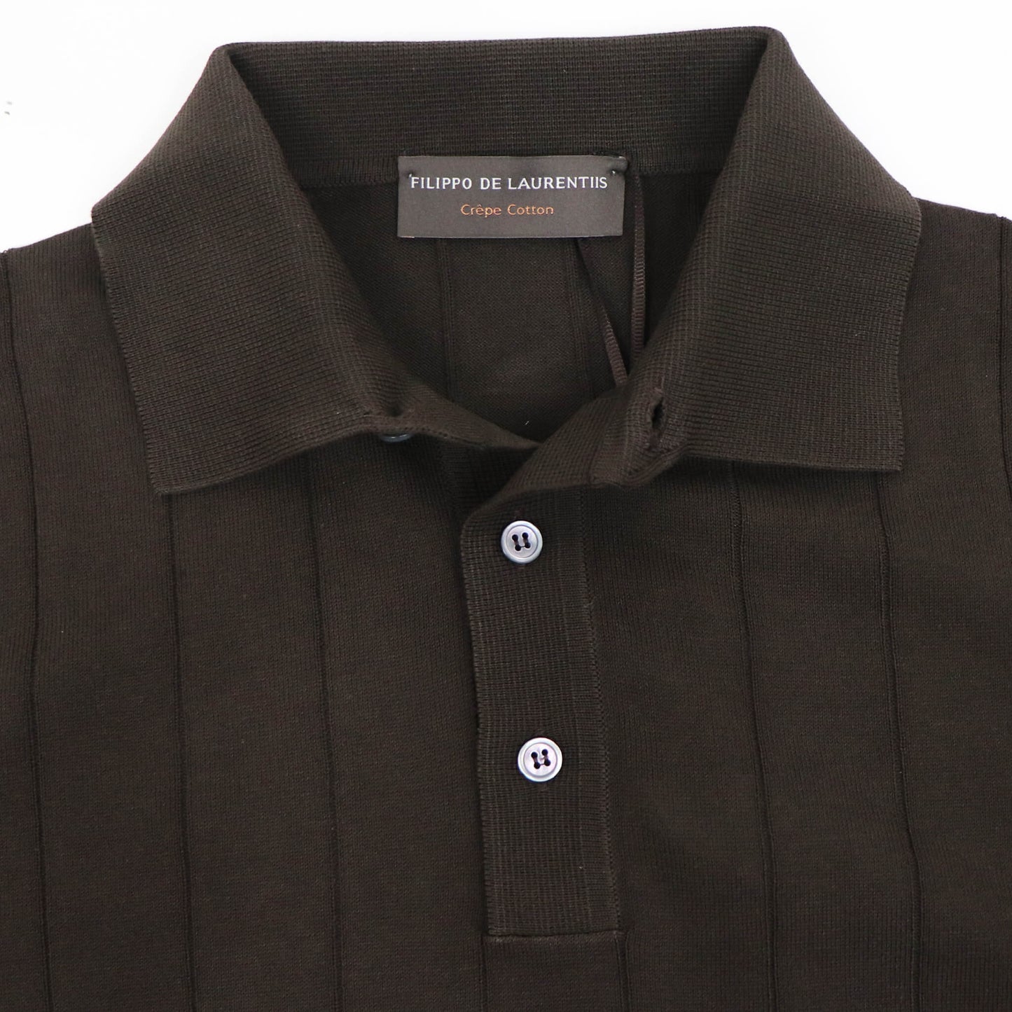 FILIPPO DE LAURENTIIS（フィリッポ デ ローレンティス）クレープコットン リブニット ポロシャツ【ブラウン】国内正規品