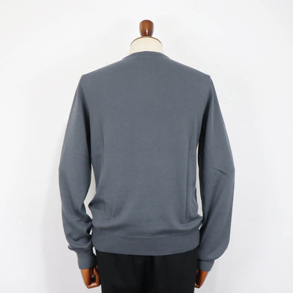 GRAN SASSO（グランサッソ）12ゲージ コットンクルーネックニット ロングスリーブ 長袖【スチールグレー】国内正規品