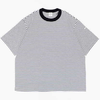 ORCIVAL（オーシバル）コットン ストレッチ クルーネック 半袖Tシャツ【ホワイト×ブラック】国内正規品