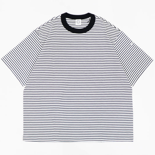 ORCIVAL（オーシバル）コットン ストレッチ クルーネック 半袖Tシャツ【ホワイト×ブラック】国内正規品