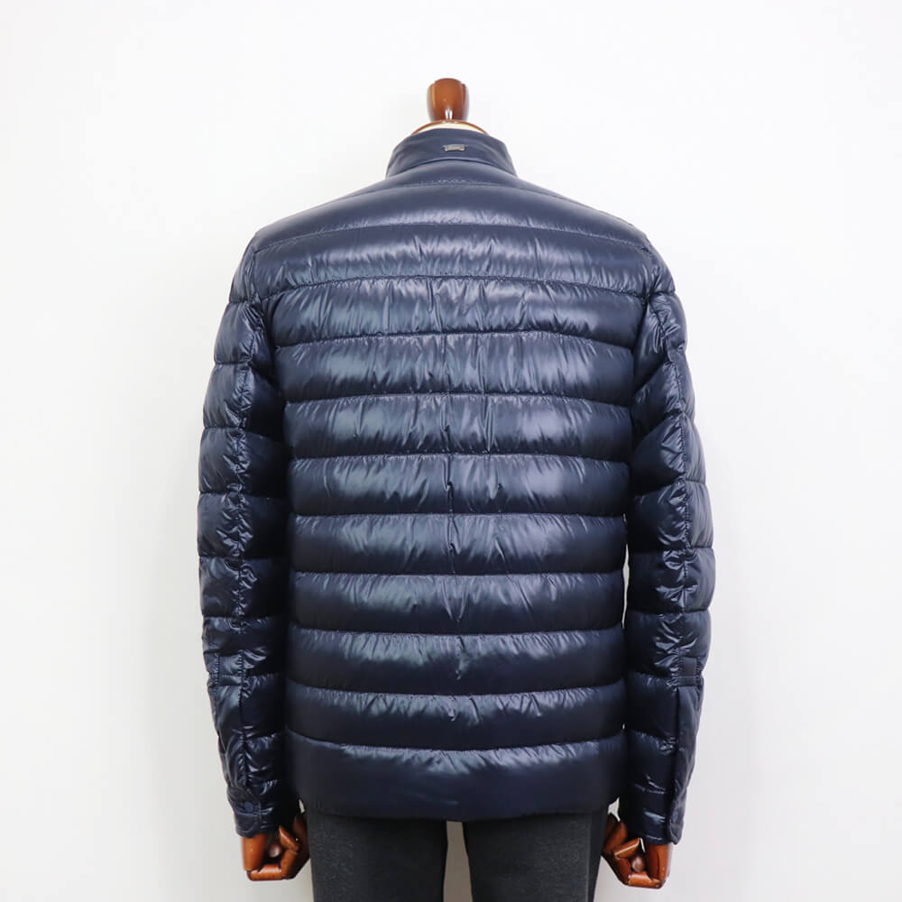 HERNO（ヘルノ）Resort ライダース ナイロン ウルトラライト ダウンブルゾン【ネイビー】国内正規品