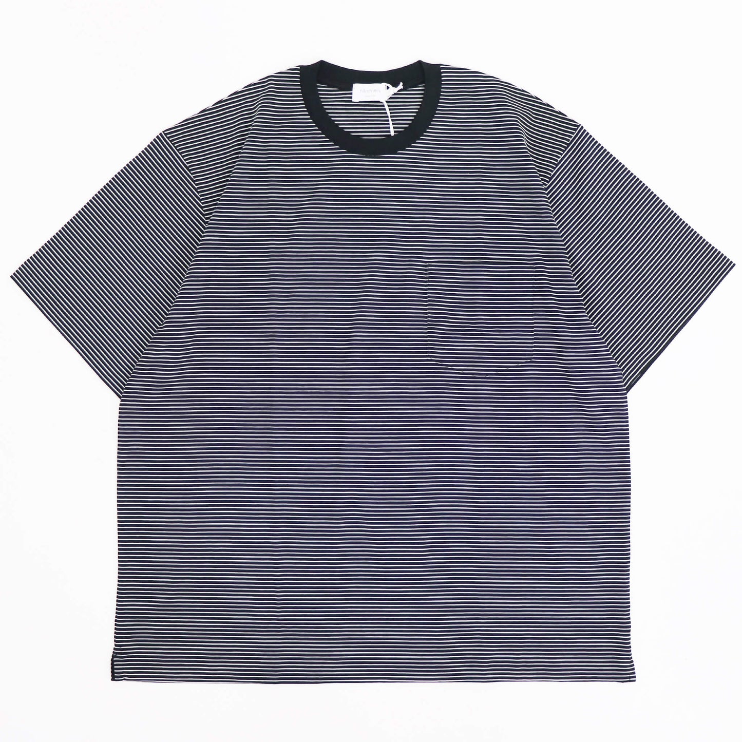 handvaerk（ハンドバーク）クルーネック ポケット付き ボーダーTシャツ【ブラック×ホワイト】国内正規品