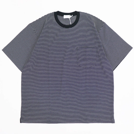 handvaerk（ハンドバーク）クルーネック ポケット付き ボーダーTシャツ【ブラック×ホワイト】国内正規品