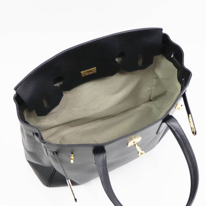 CAVALLERESCO（カヴァレレスコ）シュリンクレザー 被せ付き ボストンバッグ【ブラック×ゴールド】国内正規品