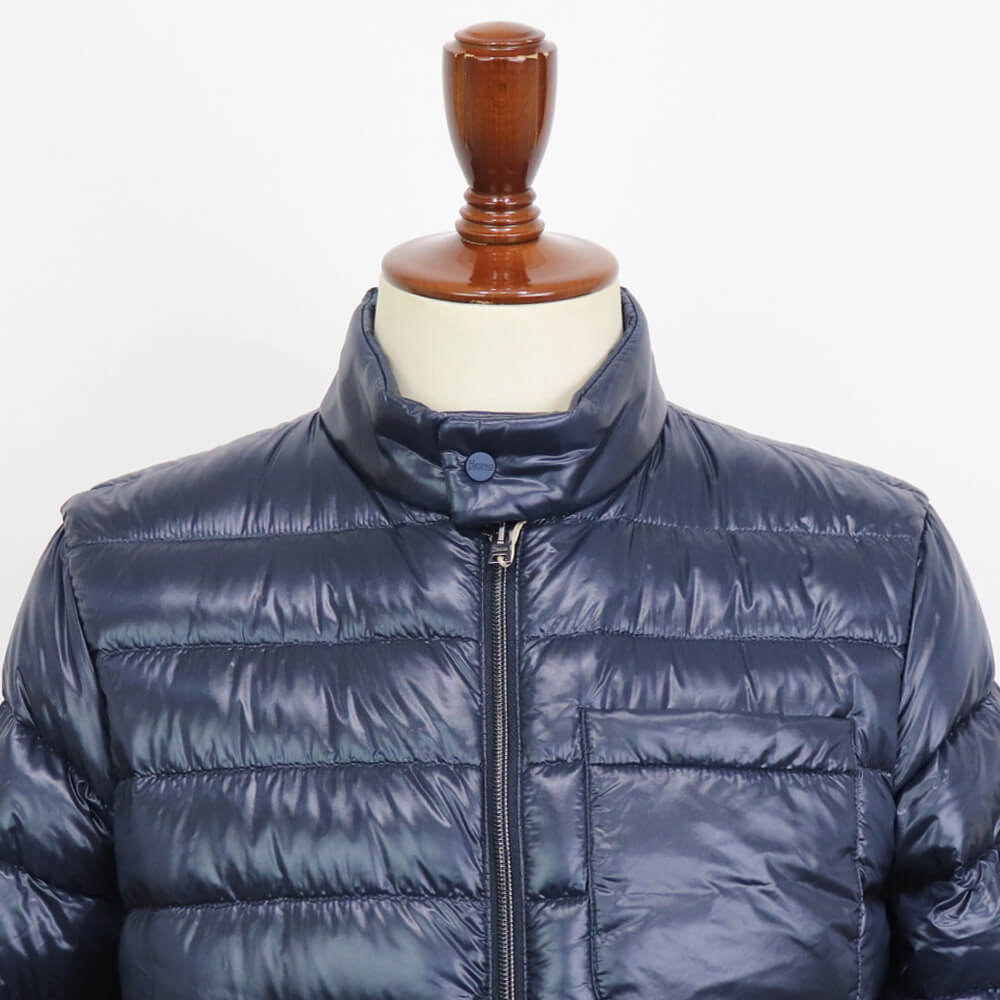 HERNO（ヘルノ）Resort ライダース ナイロン ウルトラライト ダウンブルゾン【ネイビー】国内正規品