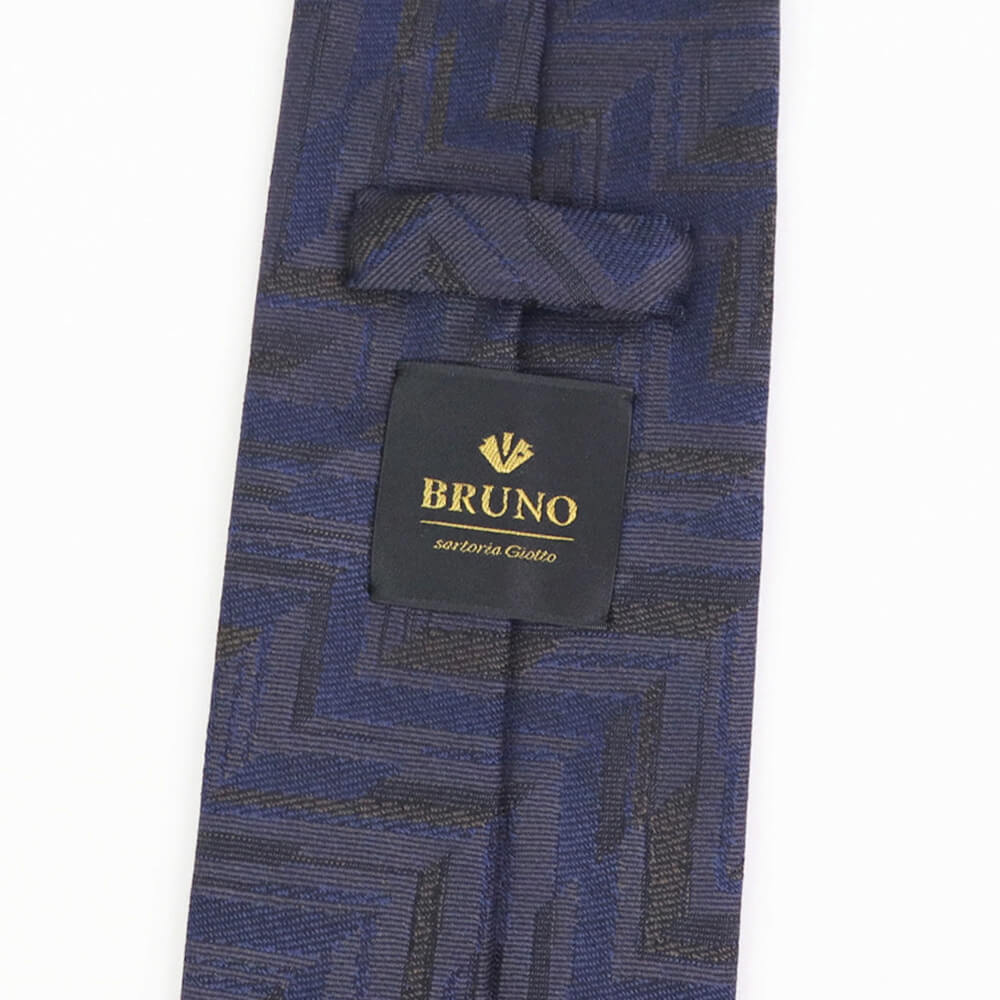 BRUNO（ブルーノ）スフォデラートトレピエゲ ウールタイ ZIGNONE ジニョーネ 生地使用 トレピエゲ 三つ折り ウール ネクタイ【ネイビー×ブラウン】正規販売店