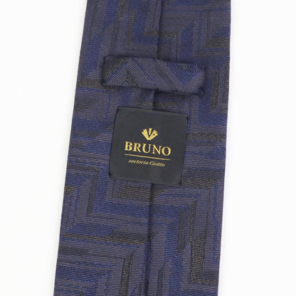 BRUNO（ブルーノ）スフォデラートトレピエゲ ウールタイ ZIGNONE ジニョーネ 生地使用 トレピエゲ 三つ折り ウール ネクタイ【ネイビー×ブラウン】正規販売店